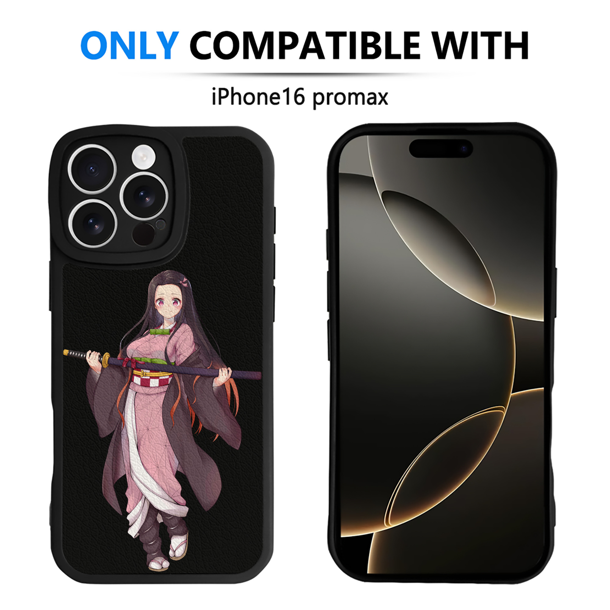 （画像用） 鬼滅の刃（きめつのやいば）竈門 禰󠄀豆子／かまど ねずこ Kamado Nezuko 【iPhone 16シリーズ対応】シリコンスマホケース（レザー調） 材質：シリコン